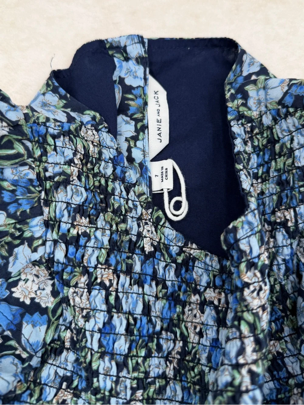Janie and Jack Blue Floral Smocked Dress